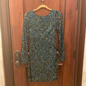 Aidan Mattox Sequin Long Sleeve Dress